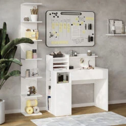 Schreibtisch Weiß 2 Teile, Mit Bücherregal Vicco -Möbel Store 20240119 m6445 04 ol