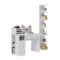 Schreibtisch Weiß 2 Teile, Mit Bücherregal Vicco -Möbel Store 20240119 m6445 07 1 ol