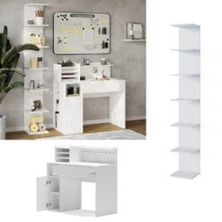 Schreibtisch Weiß 2 Teile, Mit Bücherregal Vicco -Möbel Store 20240119 m6445 07 ol