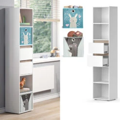 Kinderregal "Robert" Weiß/Sonoma 36.2 X 171 Cm Mit Faltboxen Bunt Vicco 11 Kinderregal "Robert" Weiß/Sonoma 36.2 X 171 Cm Mit Faltboxen Bunt Vicco -Möbel Store 20240122 m1582 fb2051 02 ol