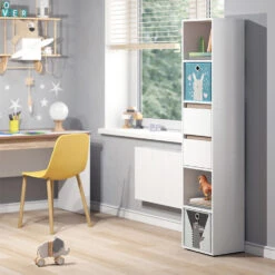 Kinderregal "Robert" Weiß/Sonoma 36.2 X 171 Cm Mit Faltboxen Bunt Vicco 13 Kinderregal "Robert" Weiß/Sonoma 36.2 X 171 Cm Mit Faltboxen Bunt Vicco -Möbel Store 20240122 m1582 fb2051 04 ol