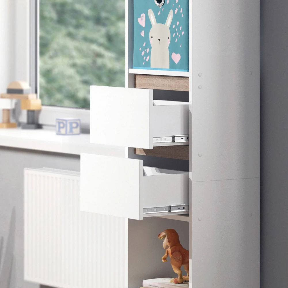 Kinderregal "Robert" Weiß/Sonoma 36.2 X 171 Cm Mit Faltboxen Bunt Vicco 7 Kinderregal "Robert" Weiß/Sonoma 36.2 X 171 Cm Mit Faltboxen Bunt Vicco – Bild 5