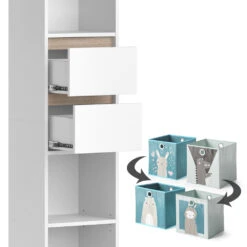 Kinderregal "Robert" Weiß/Sonoma 36.2 X 171 Cm Mit Faltboxen Bunt Vicco 15 Kinderregal "Robert" Weiß/Sonoma 36.2 X 171 Cm Mit Faltboxen Bunt Vicco -Möbel Store 20240122 m1582 fb2051 06 ol