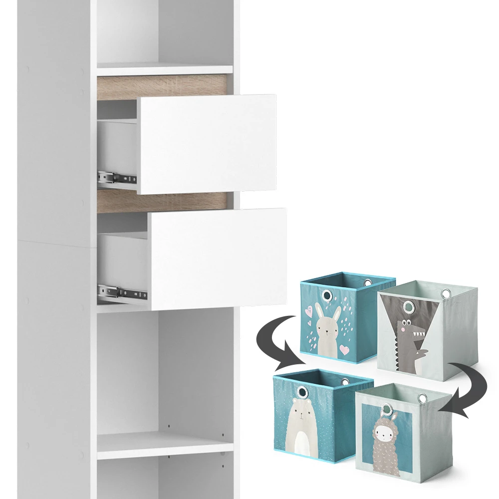 Kinderregal "Robert" Weiß/Sonoma 36.2 X 171 Cm Mit Faltboxen Bunt Vicco 8 Kinderregal "Robert" Weiß/Sonoma 36.2 X 171 Cm Mit Faltboxen Bunt Vicco – Bild 6