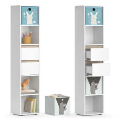 Kinderregal "Robert" Weiß/Sonoma 36.2 X 171 Cm Mit Faltboxen Bunt Vicco 16 Kinderregal "Robert" Weiß/Sonoma 36.2 X 171 Cm Mit Faltboxen Bunt Vicco -Möbel Store 20240122 m1582 fb2051 07 ol