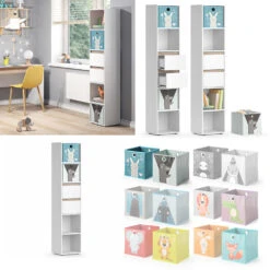 Kinderregal "Robert" Weiß/Sonoma 36.2 X 171 Cm Mit Faltboxen Bunt Vicco 17 Kinderregal "Robert" Weiß/Sonoma 36.2 X 171 Cm Mit Faltboxen Bunt Vicco -Möbel Store 20240122 m1582 fb2051 08 ol