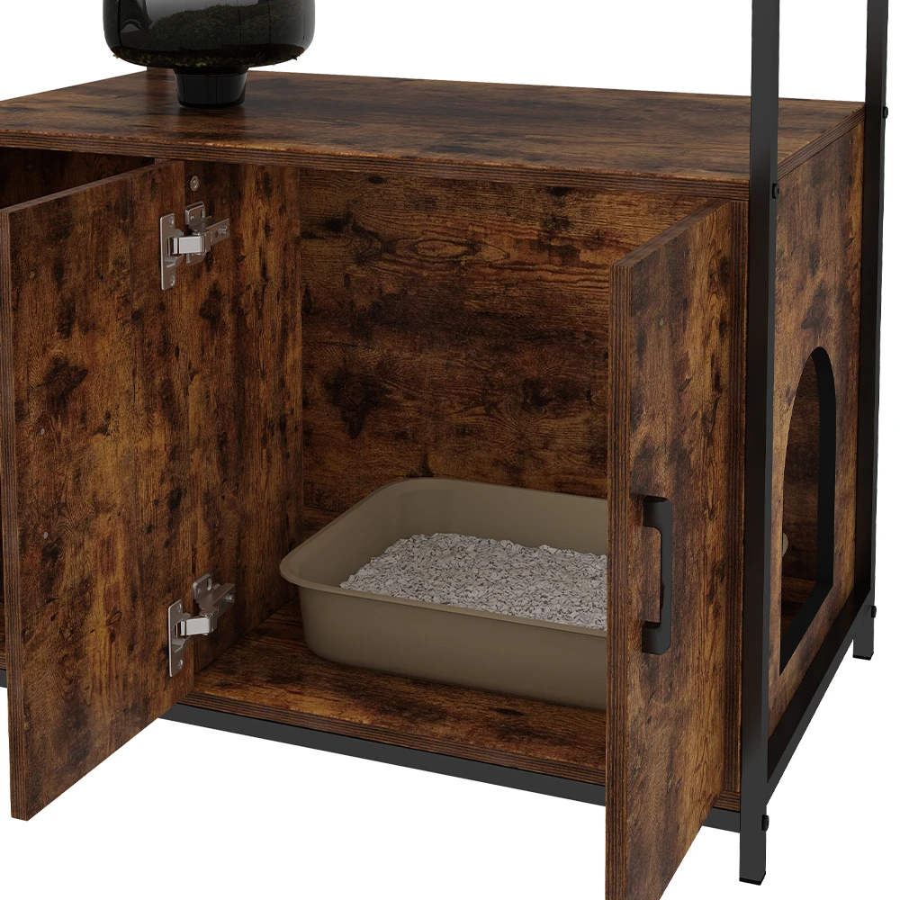 Vicco Katzenschrank Für Katzentoilette "Fyrk", Eiche Rustikal/Schwarz, 80 X 76.5 Cm Mit Zwei Türen Für Einfache Pflege 8 Vicco Katzenschrank Für Katzentoilette "Fyrk", Eiche Rustikal/Schwarz, 80 X 76.5 Cm Mit Zwei Türen Für Einfache Pflege – Bild 6