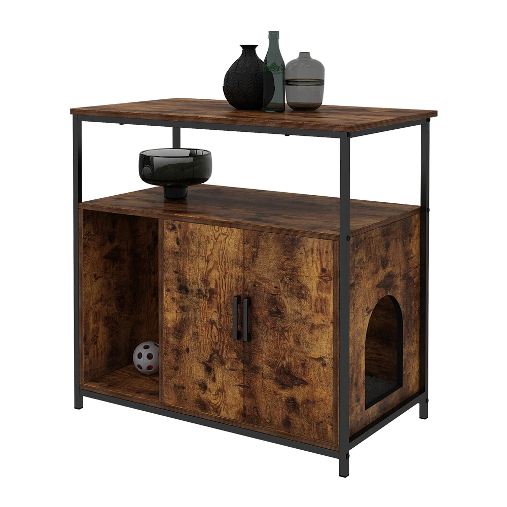 Vicco Katzenschrank Für Katzentoilette "Fyrk", Eiche Rustikal/Schwarz, 80 X 76.5 Cm Mit Zwei Türen Für Einfache Pflege 9 Vicco Katzenschrank Für Katzentoilette "Fyrk", Eiche Rustikal/Schwarz, 80 X 76.5 Cm Mit Zwei Türen Für Einfache Pflege – Bild 7