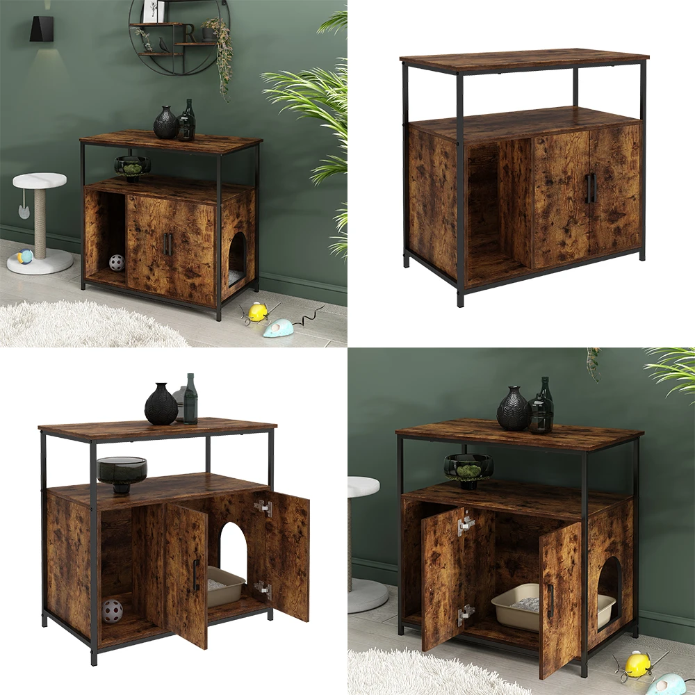 Vicco Katzenschrank Für Katzentoilette "Fyrk", Eiche Rustikal/Schwarz, 80 X 76.5 Cm Mit Zwei Türen Für Einfache Pflege 10 Vicco Katzenschrank Für Katzentoilette "Fyrk", Eiche Rustikal/Schwarz, 80 X 76.5 Cm Mit Zwei Türen Für Einfache Pflege – Bild 8