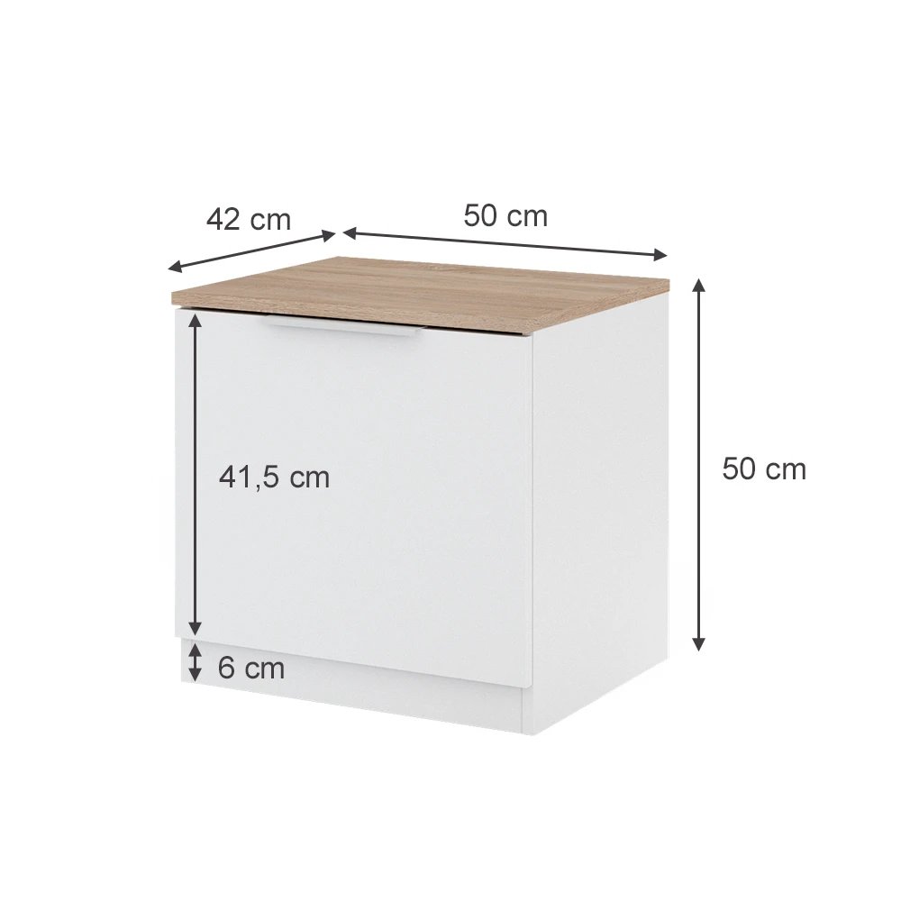 Nachttisch "Betti" Weiß/Sonoma 50 X 50 Cm 2er Set Vicco 5 Nachttisch "Betti" Weiß/Sonoma 50 X 50 Cm 2er Set Vicco – Bild 3