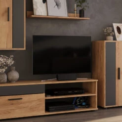 Wohnwand "Berno" Goldkraft Eiche/Anthrazit 4er Set Vicco -Möbel Store 20240202 m6341 05 ol