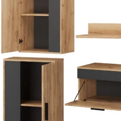 Wohnwand "Berno" Goldkraft Eiche/Anthrazit 4er Set Vicco -Möbel Store 20240202 m6341 06 ol