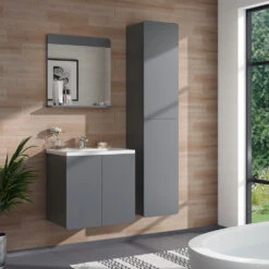 Badschrank "Izan" Grau 36.6 X 171.6 Cm Vicco -Möbel Store 20240202 m6355 04 ol