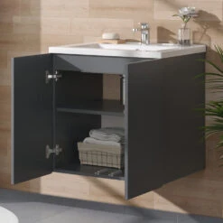 Waschbeckenunterschrank "Izan" Grau 57 X 57.8 Cm Vicco -Möbel Store 20240202 m6424 05 ol