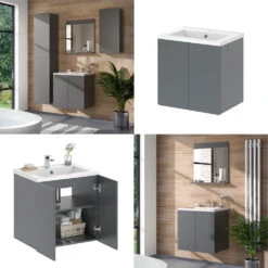 Waschbeckenunterschrank "Izan" Grau 57 X 57.8 Cm Vicco -Möbel Store 20240202 m6424 08 ol