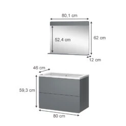 Badmöbel Set "Izan" Grau 3 Teile Vicco -Möbel Store 20240202 m6428 03 ol
