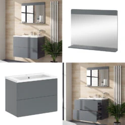 Badmöbel Set "Izan" Grau 3 Teile Vicco -Möbel Store 20240202 m6428 08 ol