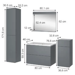 Badmöbelset "Izan" Grau 5er Set Vicco 12 Badmöbelset "Izan" Grau 5er Set Vicco -Möbel Store 20240202 m6431 03 ol