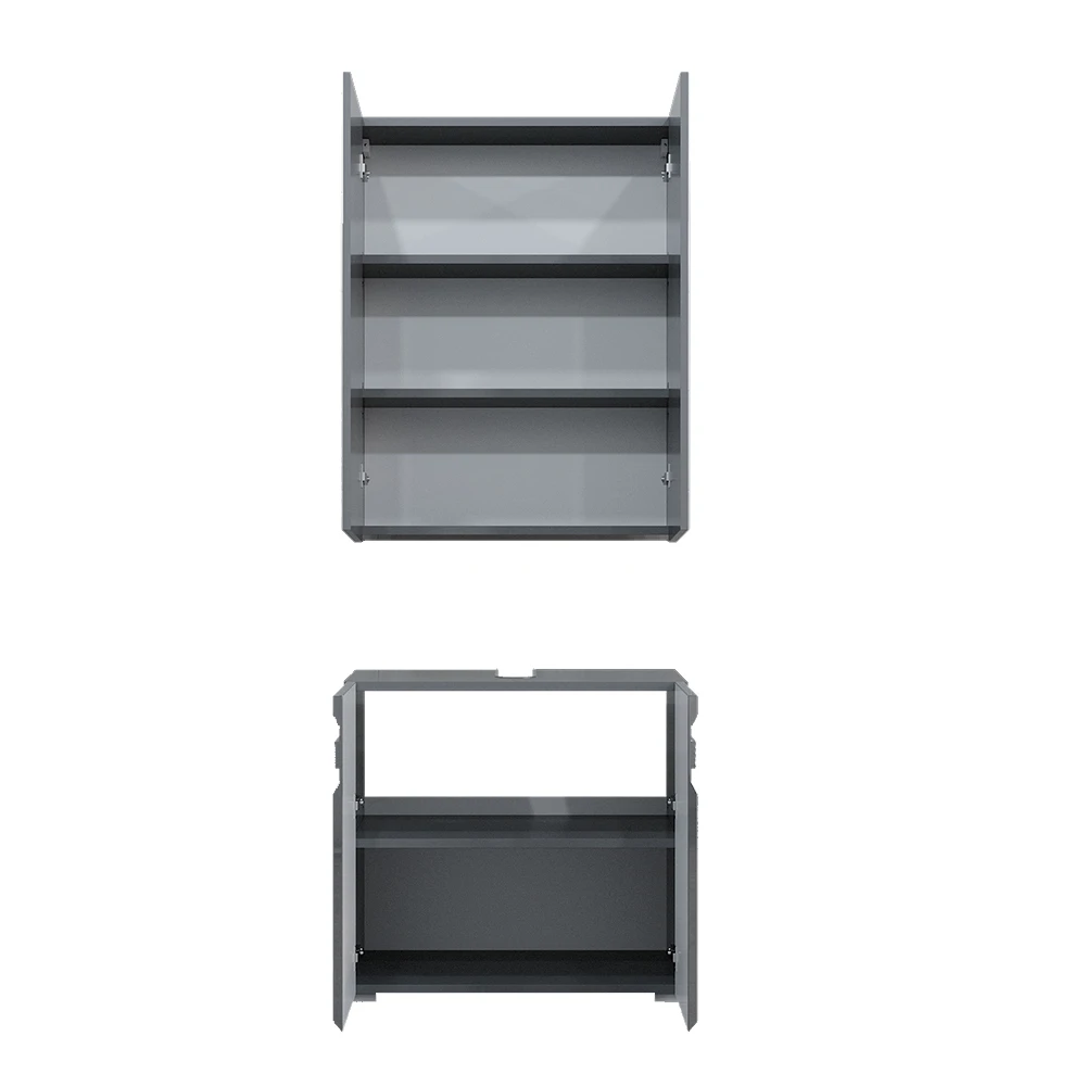 Badmöbel Set "Freddy" Anthrazit Hochglanz 2 Teile Vicco 9 Badmöbel Set "Freddy" Anthrazit Hochglanz 2 Teile Vicco – Bild 7