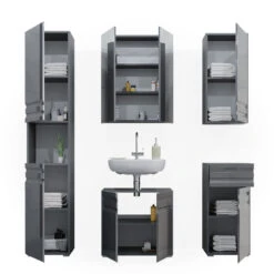 Badmöbel Set "Freddy" Anthrazit Hochglanz 5 Teile Vicco 17 Badmöbel Set "Freddy" Anthrazit Hochglanz 5 Teile Vicco -Möbel Store 20240206 m2127 08 ol