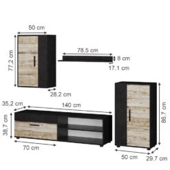 Wohnwand "Berno" Beige/Anthrazit 4er Set Vicco -Möbel Store 20240206 m4028 03 ol