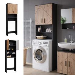 Waschmaschinenschrank "Irma" Anthrazit/Eiche 64 X 190.5 Cm Vicco -Möbel Store 20240209 m4734 02 ol