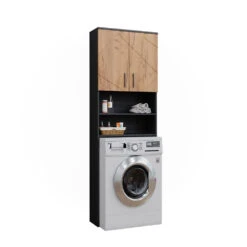 Waschmaschinenschrank "Irma" Anthrazit/Eiche 64 X 190.5 Cm Vicco -Möbel Store 20240209 m4734 07 ol