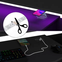 Gaming Tisch "Tails" Schwarz 123 X 55 Cm Mit LED & QI Livinity 15 Gaming Tisch "Tails" Schwarz 123 X 55 Cm Mit LED & QI Livinity -Möbel Store 20240209 m6237 06 ol