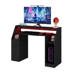 Gaming Tisch "Tails" Schwarz 123 X 55 Cm Mit LED & QI Livinity 16 Gaming Tisch "Tails" Schwarz 123 X 55 Cm Mit LED & QI Livinity -Möbel Store 20240209 m6237 07 ol