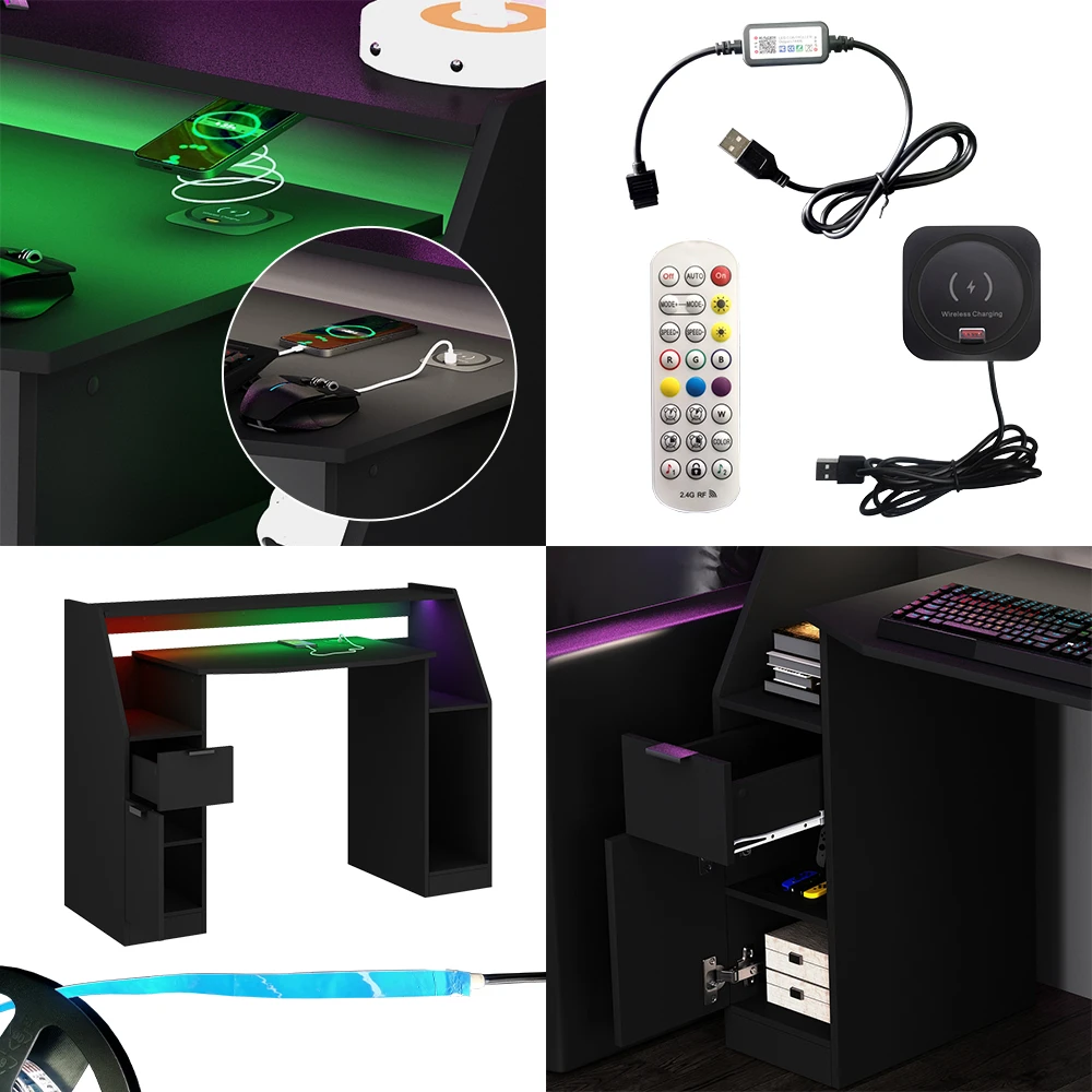 Gaming Tisch "Tails" Schwarz 123 X 55 Cm Mit LED & QI Livinity 10 Gaming Tisch "Tails" Schwarz 123 X 55 Cm Mit LED & QI Livinity – Bild 8