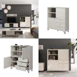 Vicco Sideboard "Aldo", Cashmere, 123.6 X 135 Cm 3x Schublade, 2 Türen -Möbel Store 20240219 m6301 08 ol