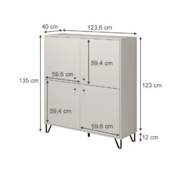 Vicco Sideboard "Aldo", Cashmere, 123.6 X 135 Cm 4 Türen -Möbel Store 20240219 m6303 03 ol