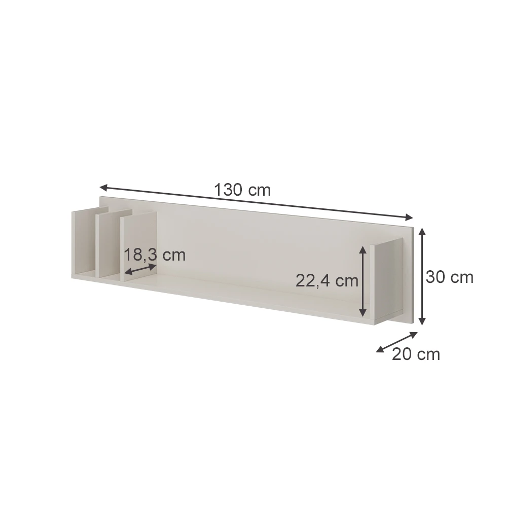 Vicco Wandregal "Aldo", Cashmere, 120 X 30 Cm Offene Fächer 5 Vicco Wandregal "Aldo", Cashmere, 120 X 30 Cm Offene Fächer – Bild 3