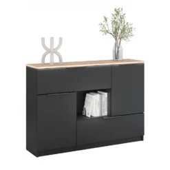 Sideboard "Betti" Anthrazit/Sonoma 120 X 83.6 Cm 2x Tür, 2x Schublade Und 1x Offenes Fache Vicco -Möbel Store 20240219 m6342 07 ol