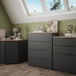 Sideboard "Betti" Anthrazit/Sonoma 80 X 101.9 Cm Mit 4 Schubladen Vicco -Möbel Store 20240219 m6344 04 ol