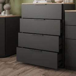 Sideboard "Betti" Anthrazit/Sonoma 80 X 101.9 Cm Mit 4 Schubladen Vicco -Möbel Store 20240219 m6344 05 ol