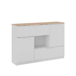 Sideboard "Betti" Weiß/Sonoma 120 X 83.6 Cm 2x Tür, 2x Schublade Und 1x Offenes Fache Vicco