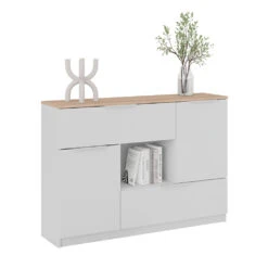 Sideboard "Betti" Weiß/Sonoma 120 X 83.6 Cm 2x Tür, 2x Schublade Und 1x Offenes Fache Vicco -Möbel Store 20240219 m6345 07 ol