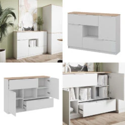 Sideboard "Betti" Weiß/Sonoma 120 X 83.6 Cm 2x Tür, 2x Schublade Und 1x Offenes Fache Vicco -Möbel Store 20240219 m6345 08 ol