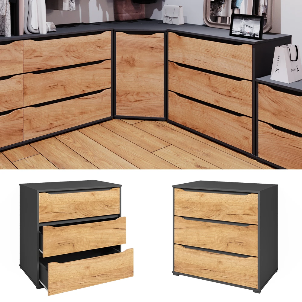 Sideboard "Ruben" Anthrazit/Goldkraft Eiche 80.2 X 77.6 Cm Mit Schubladen Vicco 4 Sideboard "Ruben" Anthrazit/Goldkraft Eiche 80.2 X 77.6 Cm Mit Schubladen Vicco – Bild 2