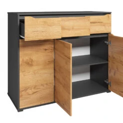 Sideboard "Ruben" Anthrazit/Goldkraft Eiche 120 X 101 Cm Mit Schubladen Vicco -Möbel Store 20240219 m6353 06 ol