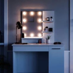 Schminktisch "Julia" Weiß 90 Cm Mit LED Beleuchtung Und Hocker Vicco -Möbel Store 20240220 m1804 hw l 05 ol