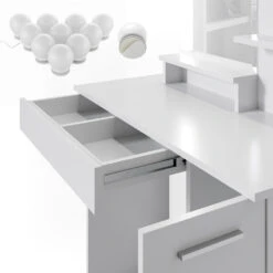 Schminktisch "Julia" Weiß 90 Cm Mit LED Beleuchtung Und Hocker Vicco -Möbel Store 20240220 m1804 hw l 06 ol