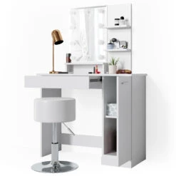 Schminktisch "Julia" Weiß 90 Cm Mit LED Beleuchtung Und Hocker Vicco -Möbel Store 20240220 m1804 hw l 07 ol