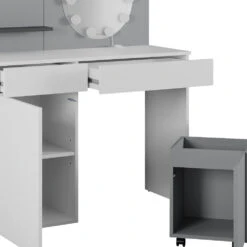 Schminktisch "Amellia" Weiß/Grau 100 Cm Mit LED Beleuchtung Und Rollcontainer Vicco -Möbel Store 20240220 m5636 l 06 ol