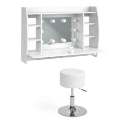 Vicco Schminktisch "Max", Weiß, 110 Cm Mit LED Beleuchtung Und Hocker