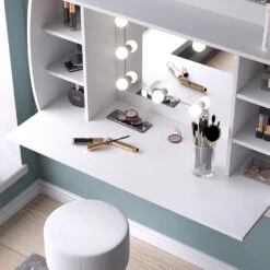 Vicco Schminktisch "Max", Weiß, 110 Cm Mit LED Beleuchtung Und Hocker 13 Vicco Schminktisch "Max", Weiß, 110 Cm Mit LED Beleuchtung Und Hocker -Möbel Store 20240301 m1711 hw l 05 ol