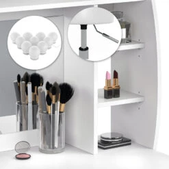 Vicco Schminktisch "Max", Weiß, 110 Cm Mit LED Beleuchtung Und Hocker 14 Vicco Schminktisch "Max", Weiß, 110 Cm Mit LED Beleuchtung Und Hocker -Möbel Store 20240301 m1711 hw l 06 ol