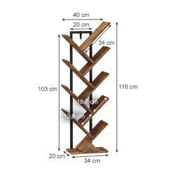 Bücherregal "Fyrk" Antikholz/Schwarz 34 X 116 Cm Bücherregal,stehende Aktenregal,Regal Für Bücher,Bücherschrank,Büroregal Für Ordner Vicco -Möbel Store 20240301 m6328 03 ol
