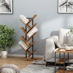 Bücherregal "Fyrk" Antikholz/Schwarz 34 X 116 Cm Bücherregal,stehende Aktenregal,Regal Für Bücher,Bücherschrank,Büroregal Für Ordner Vicco -Möbel Store 20240301 m6328 04 ol